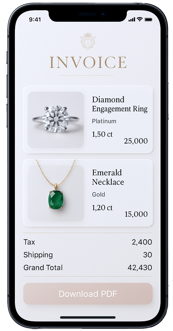 luxury invoice in mobile